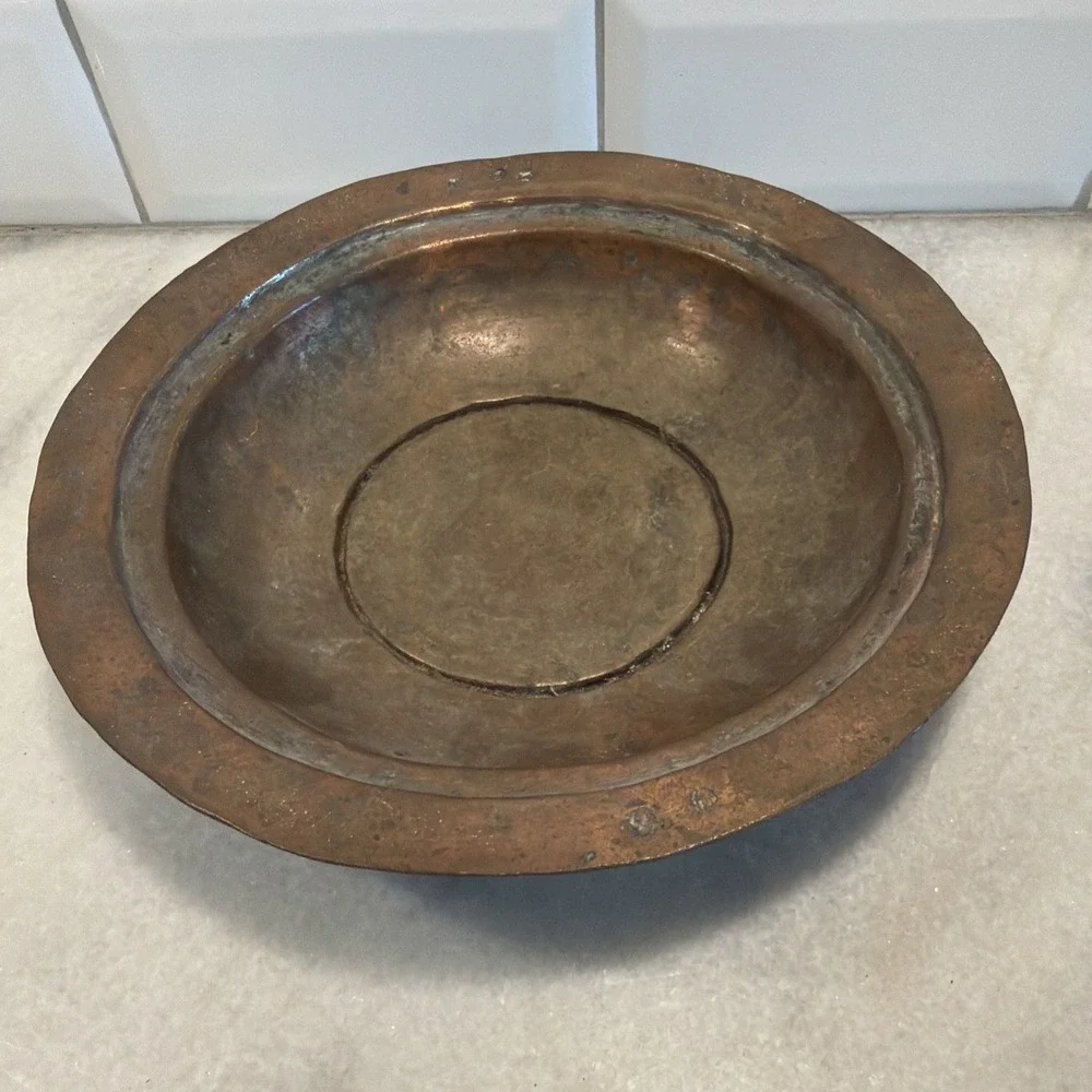 Vintage Hand Hammered Copper Bowl Heavy
